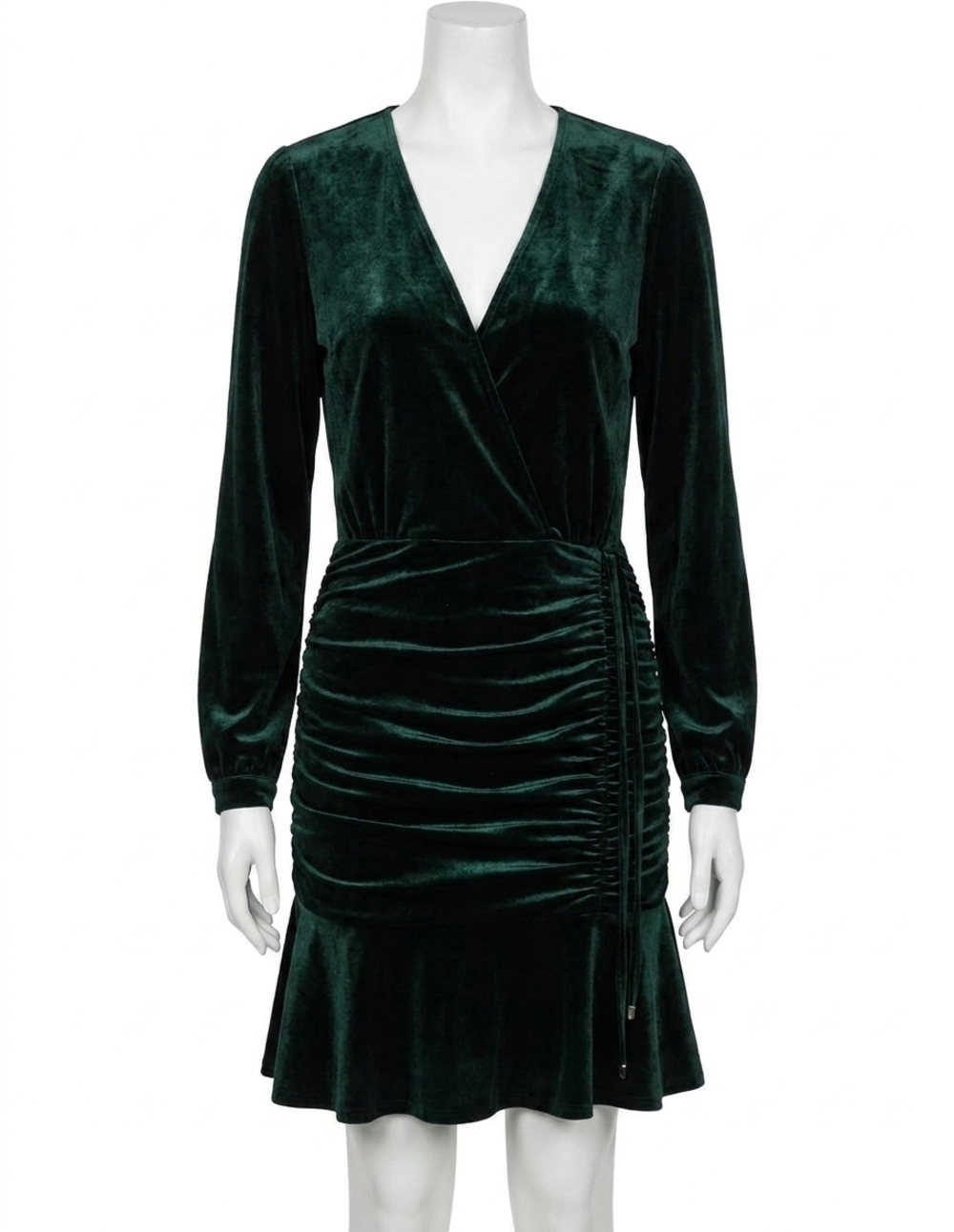 NEW HALE BOB manon shirred velvet mini dress in green
